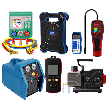 Aprvtio AHTS-100PRO Li 6CFM HVAC Tool Set with Digital Manifold, K-type Thermometer, Refrigerant Leak Detector, Recovery Machine, Lithium Battery Dual Stage 6CFM Vacuum Pump, Bluetooth Refrigerant Scale with Bubble Level (Pre-order)
